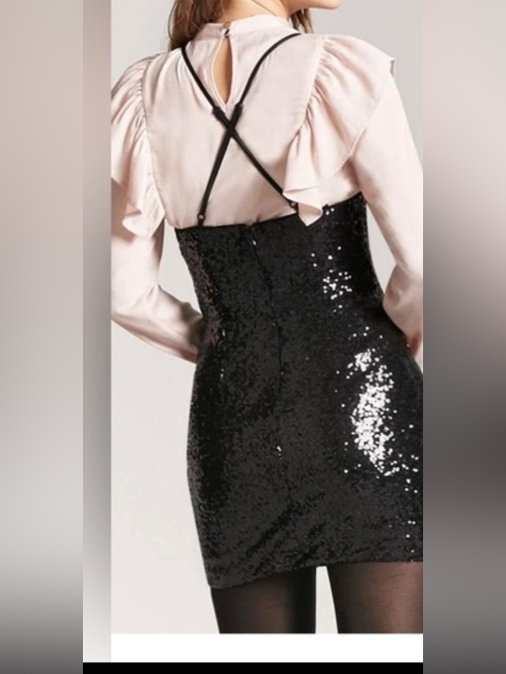Sequined black floral dress Size M